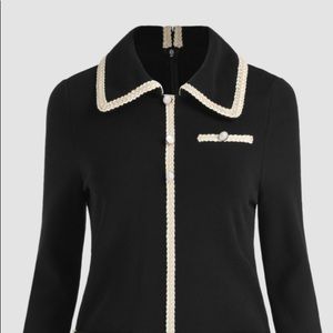 Cider Black Pearl Trim Detail Dress